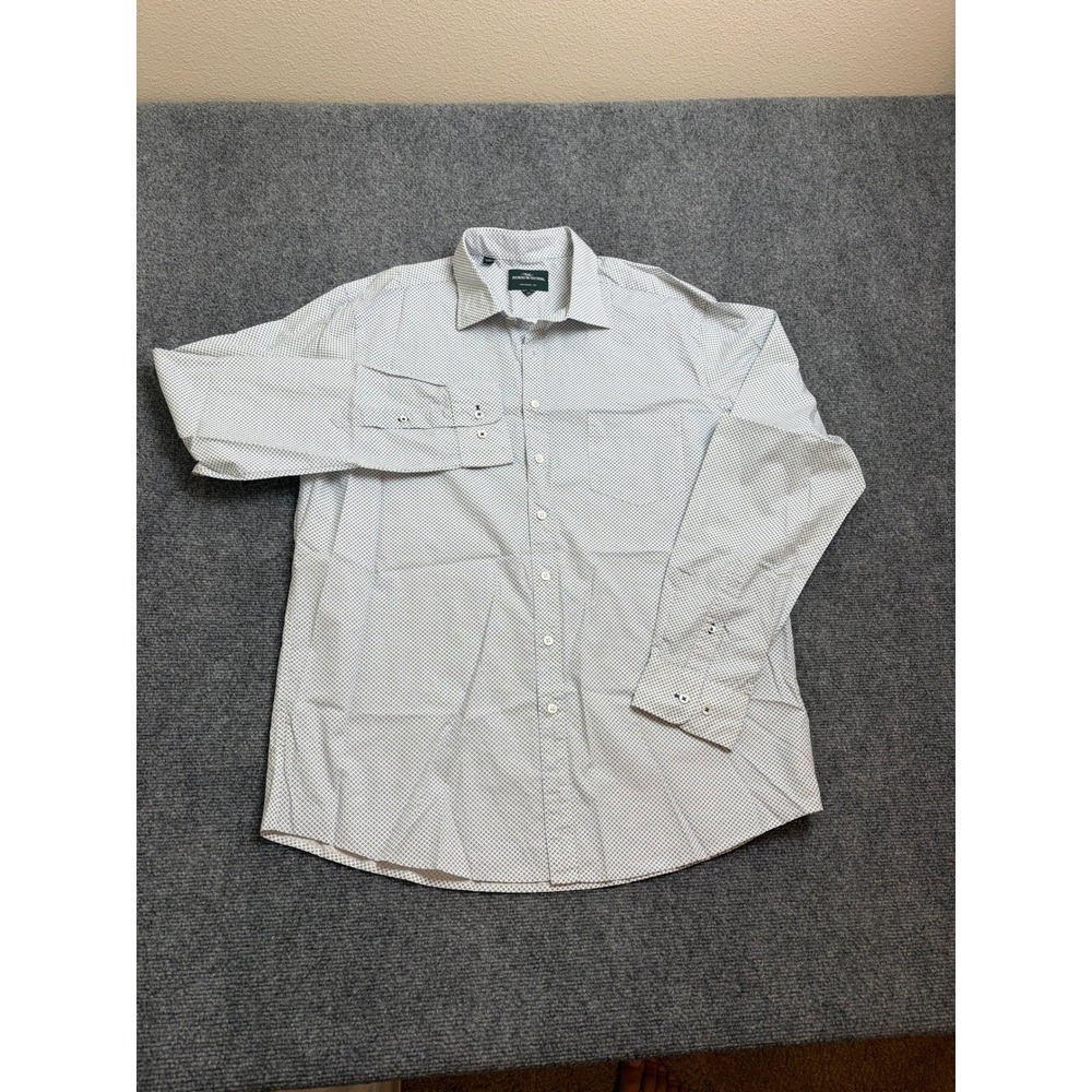 Rodd & Gunn Original Fit Mens XL White Blue Geometric Diamond Print Shirt LP5457